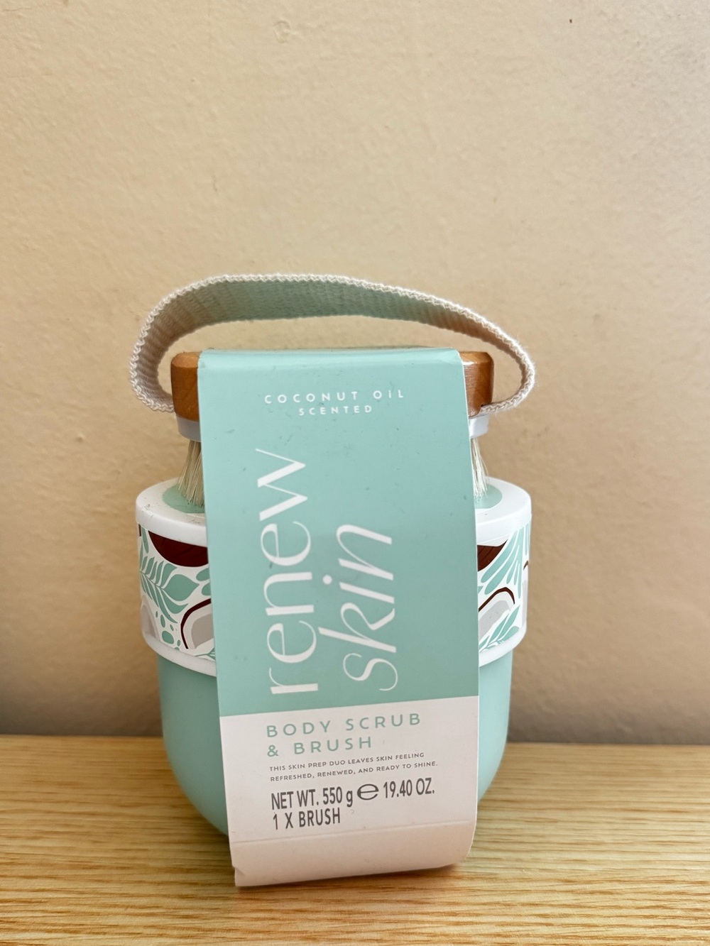 Renew Skin Coconut Oil Scented Body Scrub & Brush